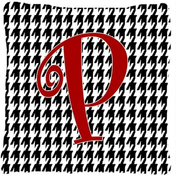 Carolines Treasures 14 x 14 in. Monogram Initial P Houndstooth Black Fabric Decorative Pillow
