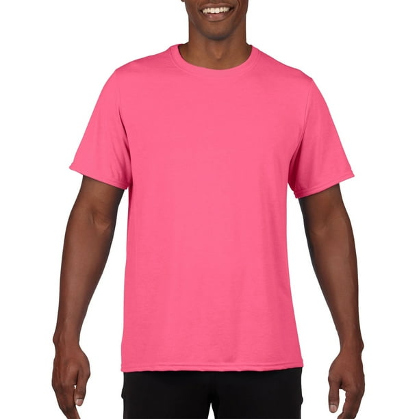 Gildan Men's 100% Polyester Moisture Wicking Performance T-Shirt, Safety  Pink, Medium