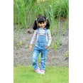 thumbnail image 3 of KIDSCOOL SPACE Little Girl Ripped Denim Overalls, Adjustable Elastic Waistand Inside Stretch Jeans Jumpsuit,Light Blue,7-8 Years, 3 of 8