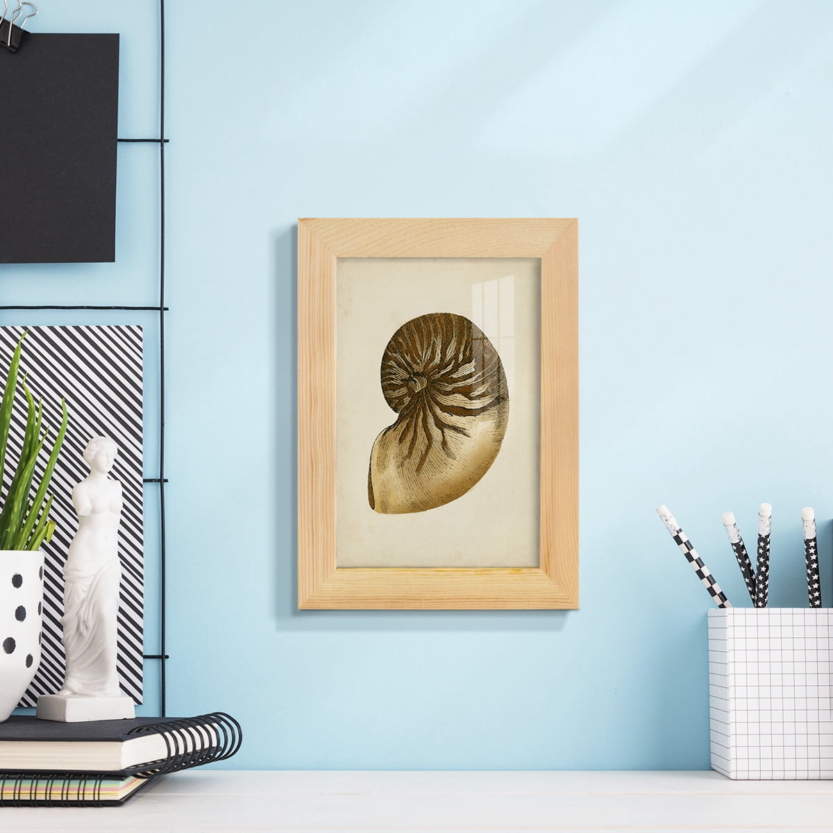 Sealife Collection V - Framed Print w/glass - Natural Wood