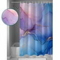 thumbnail image 3 of Shower Curtain Bathroom Set Blue Gradient Abstract Marble Waterproof Fabric Shower Curtains with Grommets&Hooks Gold Foil Stripe Privacy Bath Curtain for Bathtub 36x72in, 3 of 7