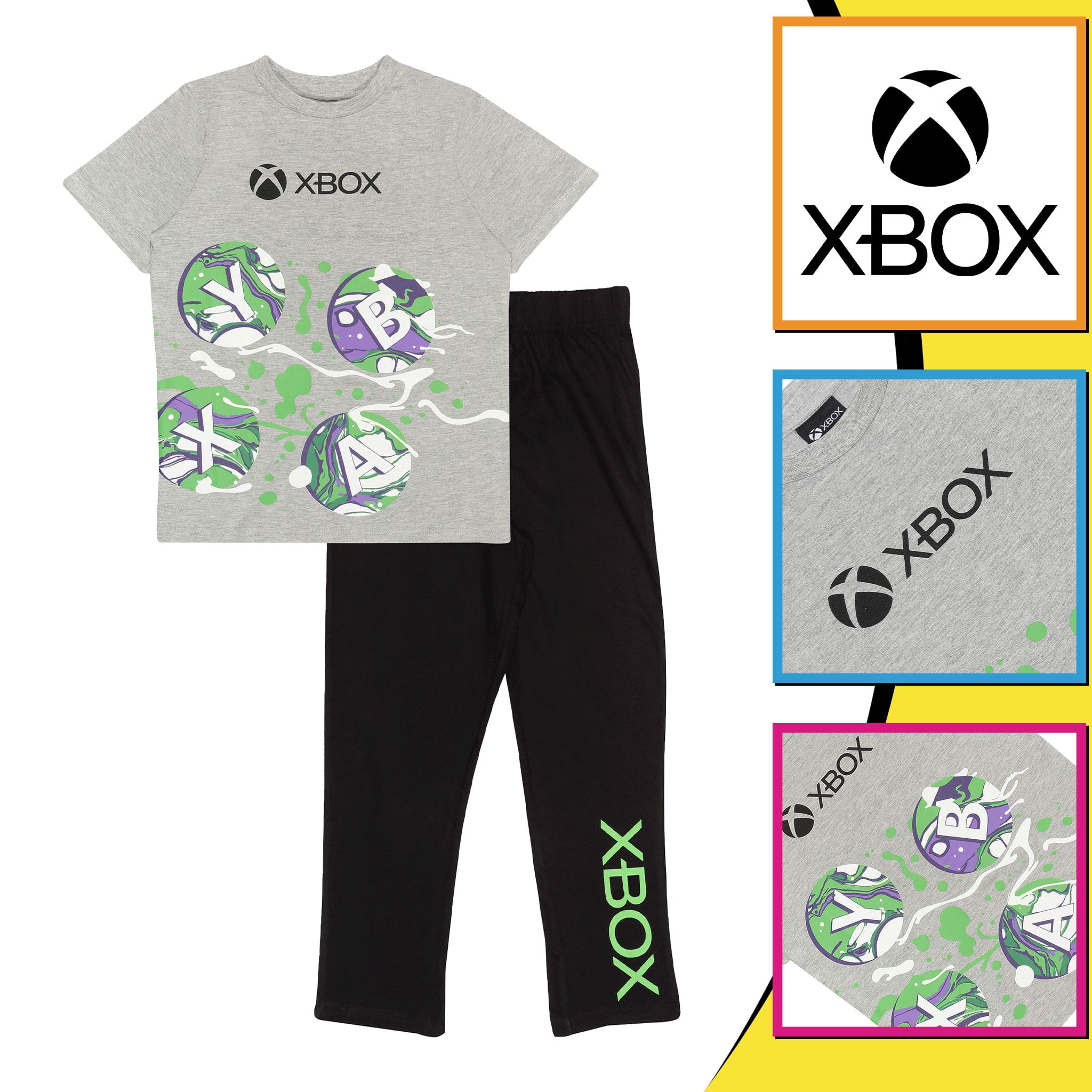 Official Kids Xbox Controller Buttons Long Pyjamas Set Boys Girls PJs 