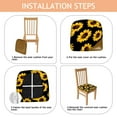 thumbnail image 4 of Black Sunflower Seat Covers for Dining Room Chairs Set Of 4,Stretch Printed Washable Chair Seat Cover with Elastic Ties and Button,Removable Waterproof Couch Cushion Covers, 4 of 6