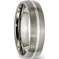 thumbnail image 4 of Titanium/Ss Titanium Brushed With Sterling Silver Inlay 6mm Band (Size 11.5) Made In China tb139-11.5, 4 of 5