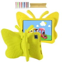 for iPad Pro 11" 2024 M4 5th Generation / iPad Air 6th Generation 11" 2024 M2 Kids Girls Case with Kickstand Soft EVA Foam Lightweight Shockproof Handle Stand Cover, Yellow