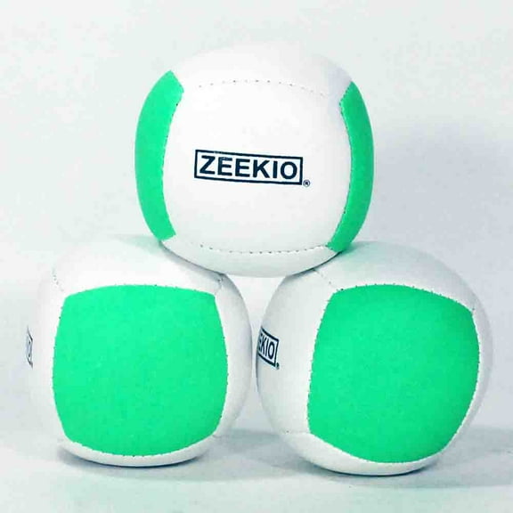 Zeekio Lunar Juggling Balls - 110g Professional UV Reactive 6 Panel Ball - Pack of 3 (White/Green)