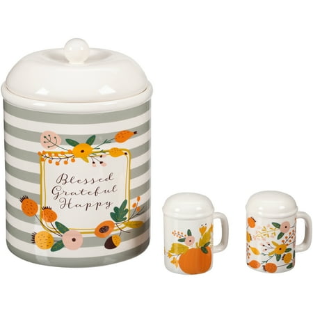 - Mainstays 3-Piece Harvest Floral Cookie Jar and Salt & Pepper Set