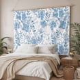 thumbnail image 3 of Navy Blue Flowers Large Tapestry for Bedroom Wall Hanging Tapestry, Watercolor Summer Botanical Floral Ceiling Backdrop Tapestries Poster Blanket Wall Decor for Teens Room Living Room Dorm 100" x 59", 3 of 8