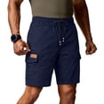 thumbnail image 5 of Homeyce Cargo Short for Men Multi Pocket Elastic Waistband Short Pants Drawstring Ripstop Straight Leg Cargo Shorts Casual Relaxed Fit Wild Outdoor Work Golf Shorts,Blue 2XL, 5 of 5