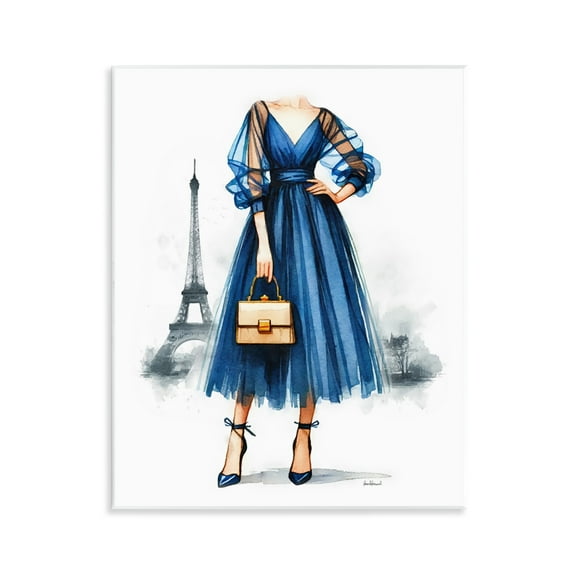 Stupell Industries Eiffel Town & Fashion Fashion Painting Unframed Art Print Wall Art, 11 x 14