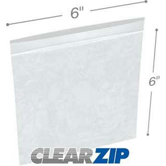 International Plastics CZPP20606 6 x 6 in. High Clarity Polypropylene Zipper Locking Bags - Case of 1000
