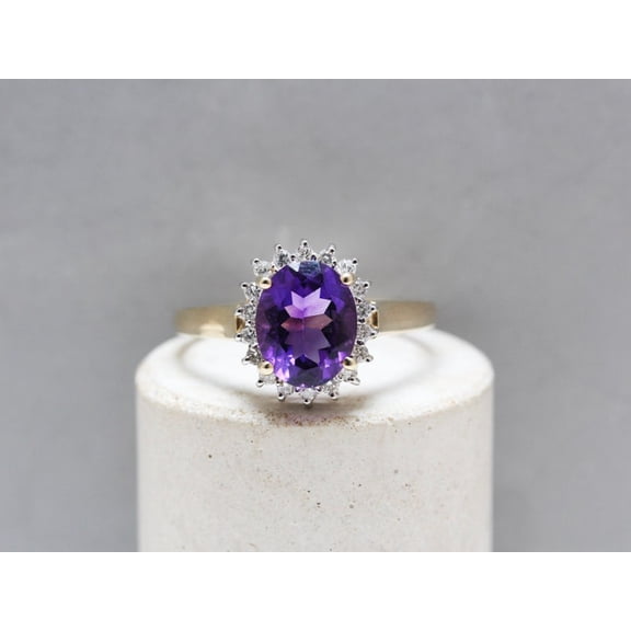 natural amethyst ring purple gemstone promise ring cushion cut February birthstone ring silver ring