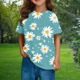 thumbnail image 4 of OGLCCG Girls Summer T Shirts Floral Printed Short Sleeve Crew Neck Shirts Dressy Casual Blouses for Kids Teens Size 3-14 Years, 4 of 6