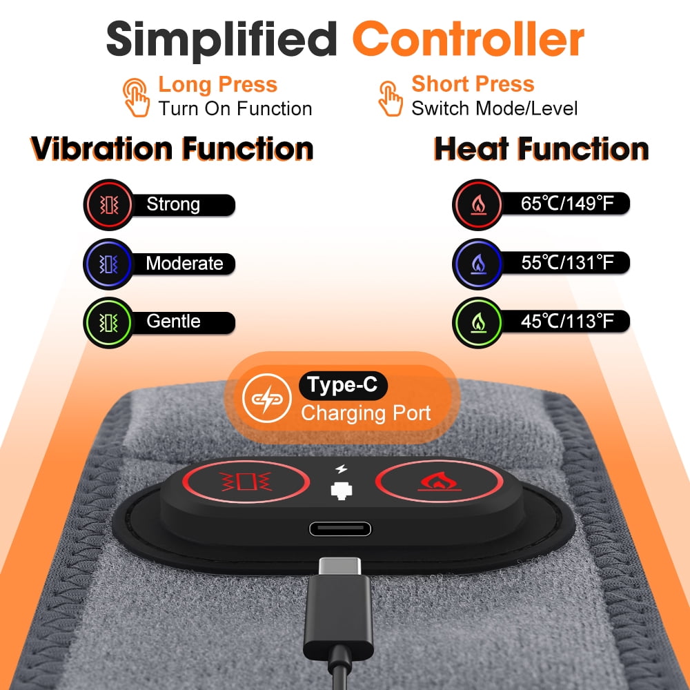 Cordless Wrist Heating Pad Wrap with Vibration,Rechargeable Wrist Brace with Heat,3000mAh Portable Heated Wrist Massager with 3 Heat Levels & 3 Vibration Modes,Adjustable Wearable Wrap for Home