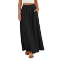 thumbnail image 6 of YTCAMLO A Line Womens Tiered Skirts Summer Casual Long Skirts Elastic Waist Pleated Skirts with Pockets Lightweight Eyelet Maxi Skirt, Black S, 6 of 8