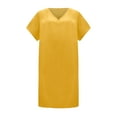 thumbnail image 4 of Robes pour Femmes 2024 Été Oversize Manches Courtes Couleur Unie Col en V Douce Confortable Longue Robe Rabais de 50 % Liquidation!, 4 of 7