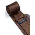 thumbnail image 6 of HISDERN Brown Tie Plaid Checkered Tie Handkerchief Woven Formal Ties Men's Necktie Pocket Square Set, 6 of 7