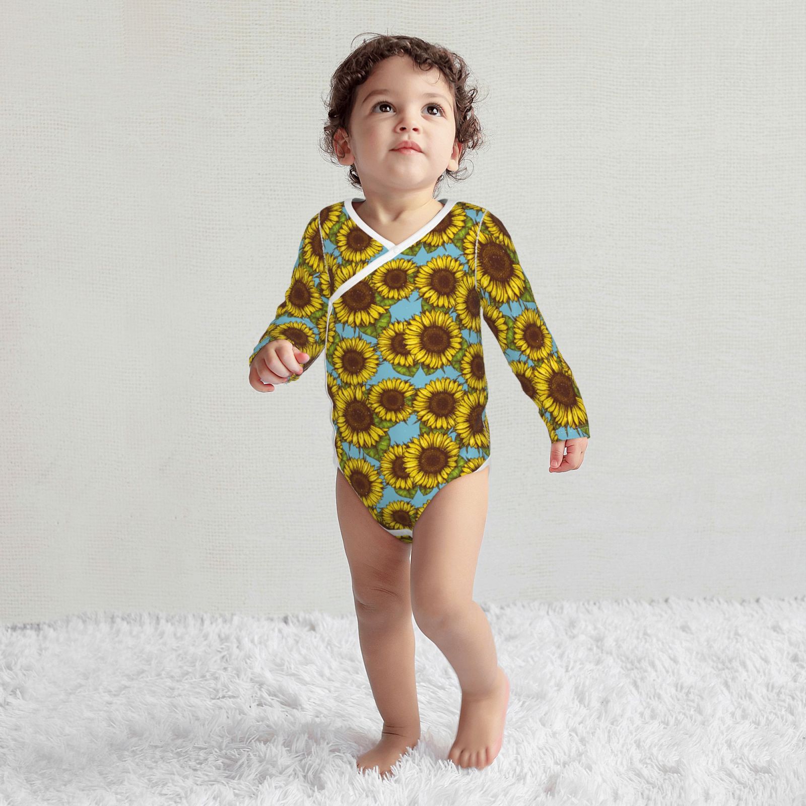 Picia Sunflowers for unisex-baby Long-sleeve Bodysuit,Newborn Baby Boy Girl Onsies Bodysuit-