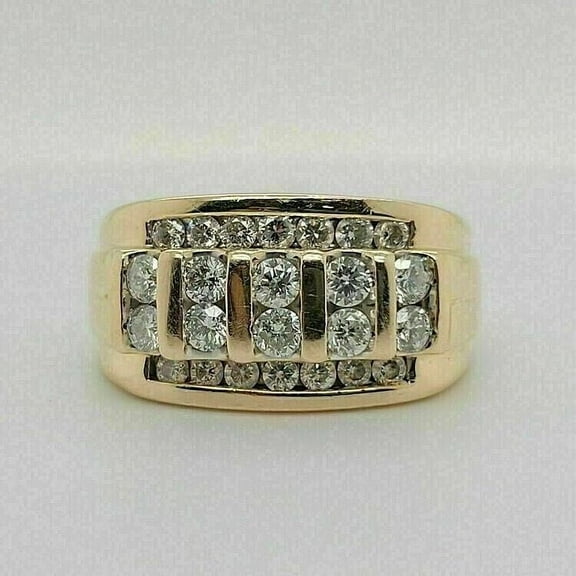 Forever Jewels 1Ct Round Cut Moissanite Men Engagement Ring 14K Yellow Gold Plated