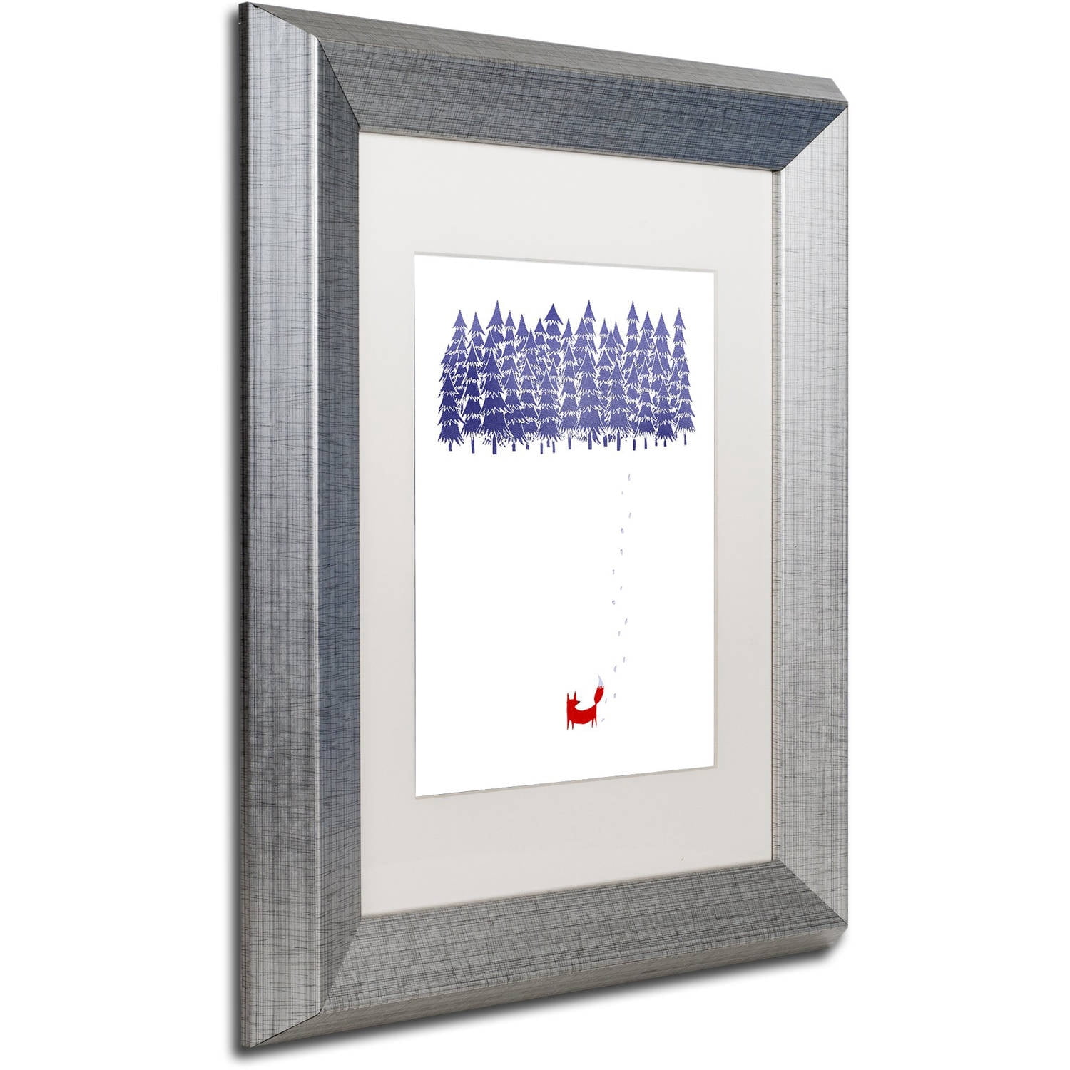 Trademark Fine Art 'Alone In The Forest' Canvas Art by Robert Farkas, White Matte, Silver Frame