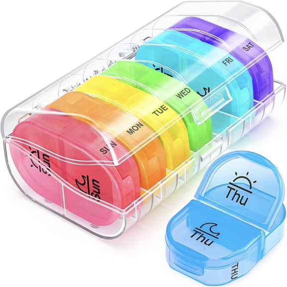 IDFINE Pill Box 2 Times a Day, Weekly Pill Organizer AM PM with 7 Daily Pocket Case to Hold Vitamin, Medicine, Medication, and Supplement