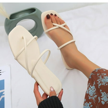 

Women Simple Comfy Sandals Shoes Summer Cross Belt Flat Fashion Casual Sandals