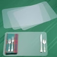 thumbnail image 4 of Piwvid 4 PCS Plastic Placemats Transparent Heat Resistant Washable Table Mats, Wipeable Clear Table Mat Large Vinyl Placemats for Table, Dining, Kitchen, Crafting, Hard Plastic Table Protector, 4 of 5