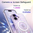 thumbnail image 6 of JETech Glitter Case for iPhone 17 6.3-Inch Compatible with MagSafe, Clear Cute Bling Sparkle for Women and Girls, Shiny Shockproof Magnetic Sparkly Phone Cover (Purple), 6 of 6