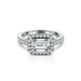 thumbnail image 2 of HeartsAndYou 2ct Emerald Cut Moissanite Halo Engagement Ring for Women 18k White Gold over Silver Round Accents, 2 of 5