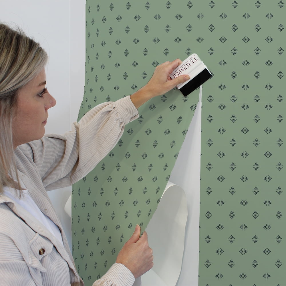 Tempaper Gem Geo Green Peel and Stick Wallpaper, 20.5" x 16.5'
