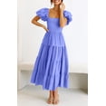 thumbnail image 2 of Vestido PRETTYGARDEN Midi Morado Azul con Mangas Abullonadas XL, 2 of 8