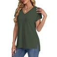 thumbnail image 7 of Xdegoge Summer Savings T Shirts for Women V Neck Short Sleeve Summer Tops Loose Fit Tunic Tops Dressy Casual Blouses Split Fashion Y2K Tshirts Saved for Later Past Orders At, 7 of 7