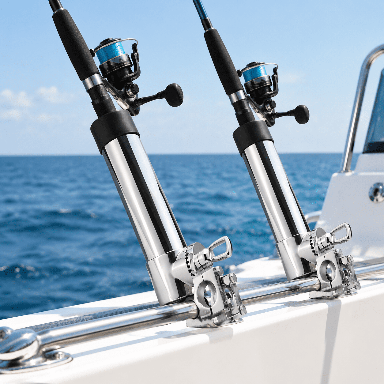 25-30mm Tube Clamp 360 Degree Adjustable Stainless Steel Boat Fishing Rod Holder