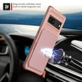 thumbnail image 5 of SaniMore Multi-functional Case for Google Pixel 7 6.3" 2022, Rugged PC Shell Leather Button Flip Card Pocket Stand Feature Magnetic Car Mount Shockproof Anti-drop Heavy Duty Protective Case, Rosegold, 5 of 7