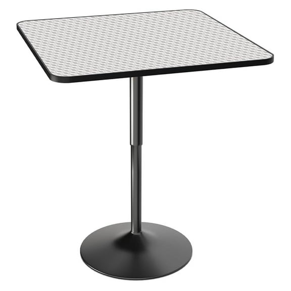WDZS 31.5" Square Pub Table Height Adjustable 27.6"-36" Cocktail Table with Metal Base MDF Top Non-Rotatable for Dining Bistro Café Home Bar, Silver
