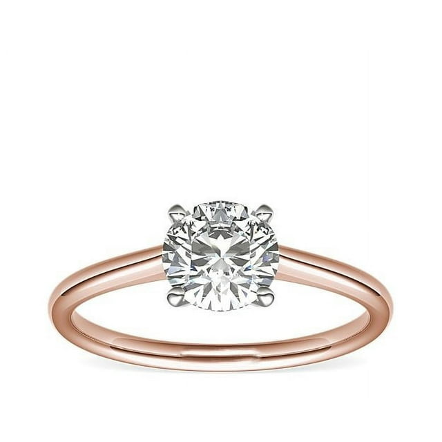 1.00 Carat Excellent Round Shape Natural Diamond Unique Wedding Ring for her Solid 14K Rose Gold Size 7