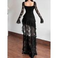 thumbnail image 2 of Black Dress With Square Neck And Bell Sleeves, 2 of 22