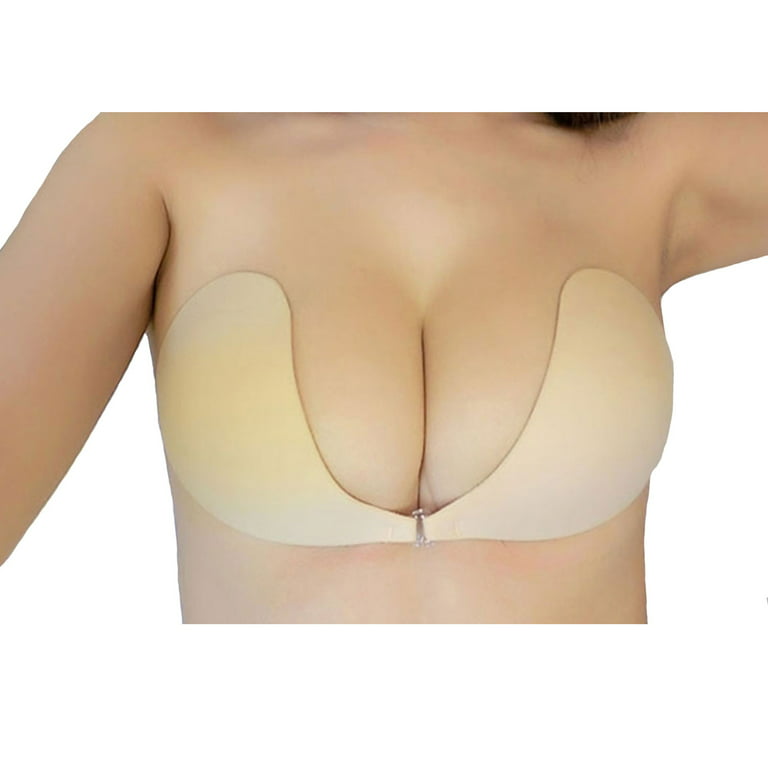 KyFree 2 Pack Adhesive Bra Backless Strapless Invisible Bra with Silicone  Nipple Covers for Women 