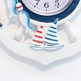 thumbnail image 4 of Reloj de pared con diseño de barco azul y blanco, estilo marino, personalizado, para estudio, dormitorio, peces, 34 x 23 cm., 4 of 5