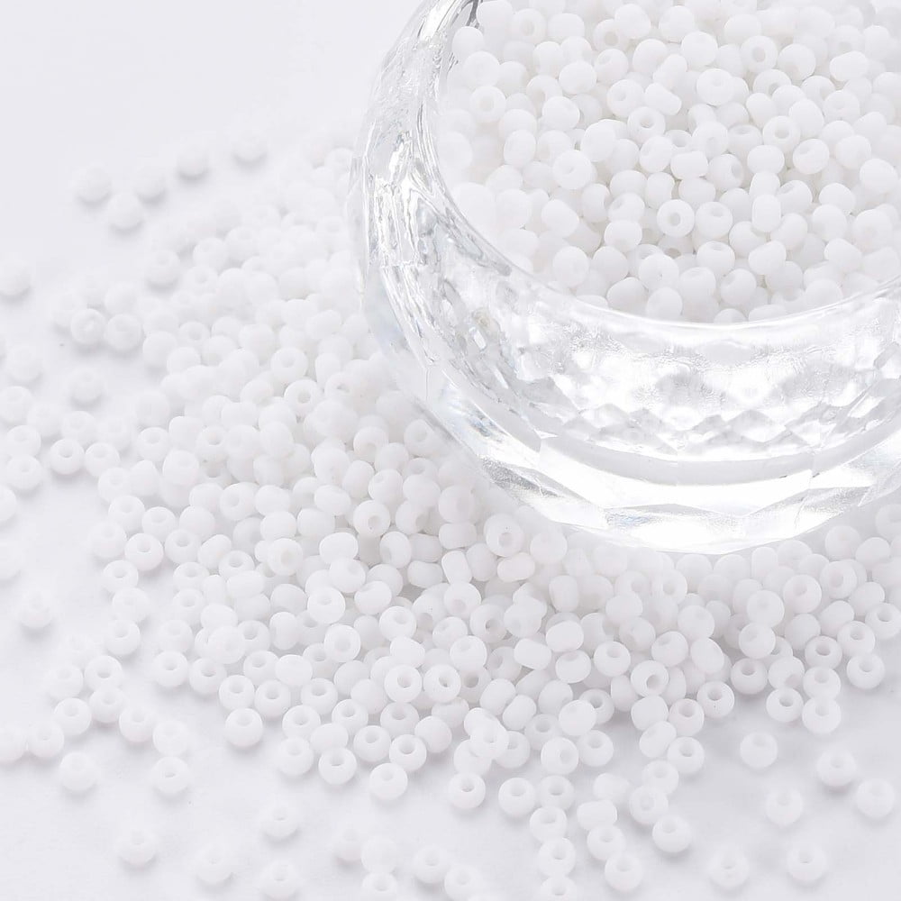13/0 Glass Seed Beads Macaron Color Round Hole Round White 13/0 2~2.3x1.5mm Hole: 0.8mm about 450g/bag