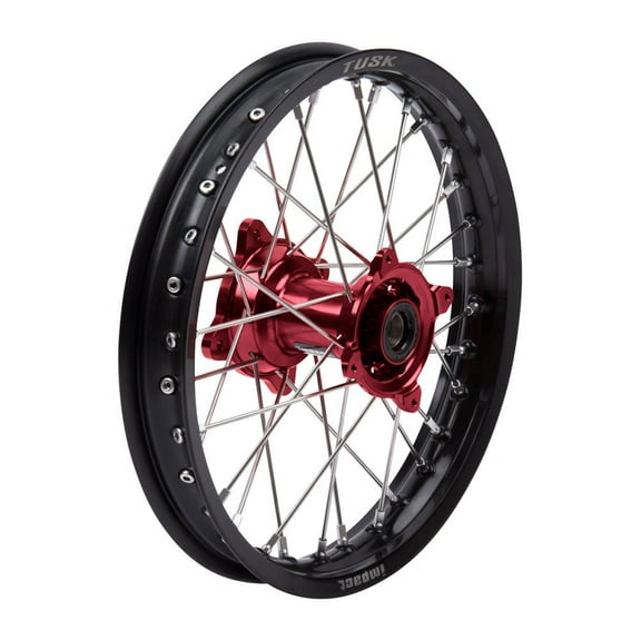 Tusk Impact Complete Wheel - Rear 16 x 1.85 Black Rim/Silver Spoke/Red Hub For HONDA CRF150R Expert 2007-2009,2012-2022
