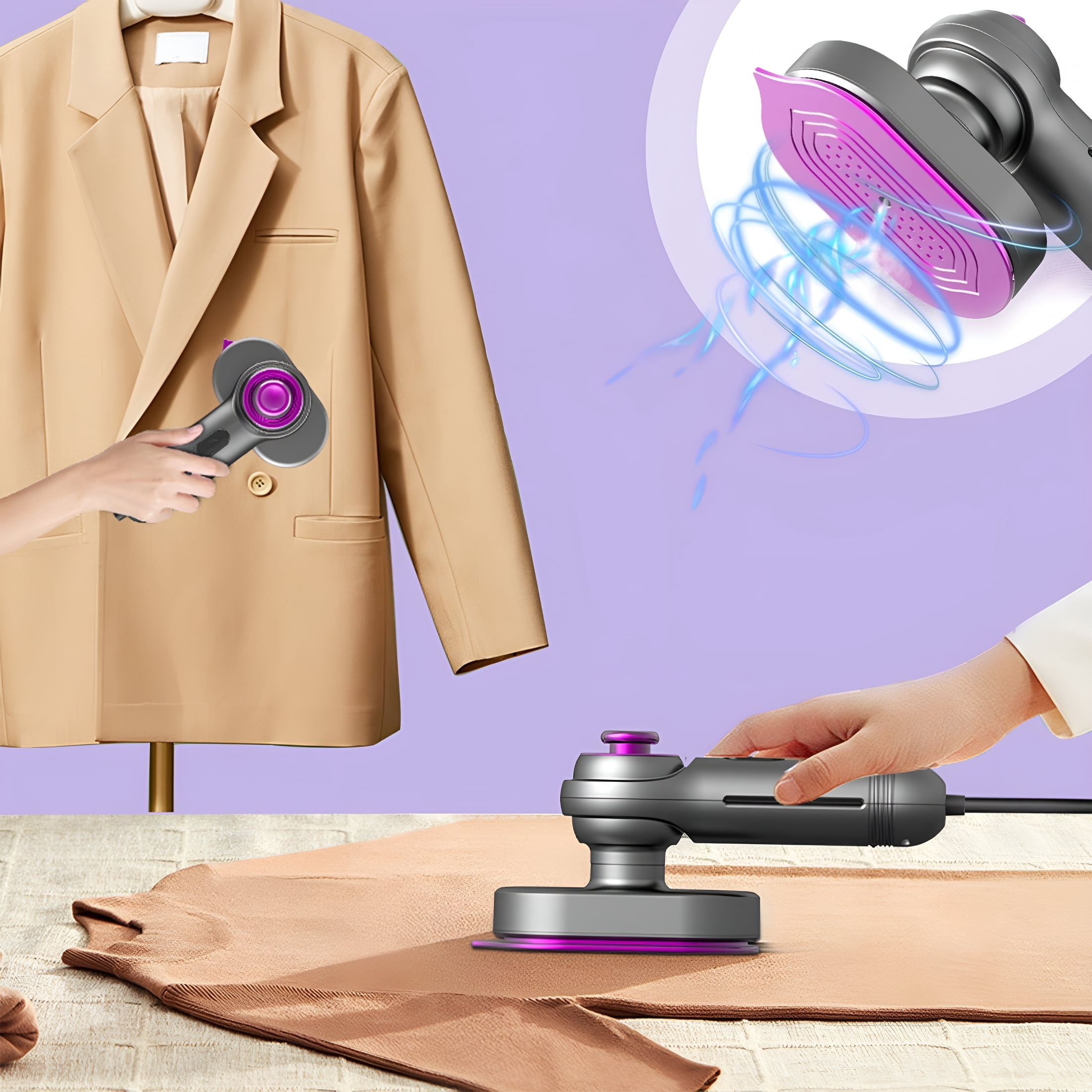 EXLEAF Portable Handheld Steamer Fast Heat Up Wrinkle Remover for Clothes Travel Home Use Garment Care Steam Iron Compact No Ironing Board Required,1 Mini Steam Iron