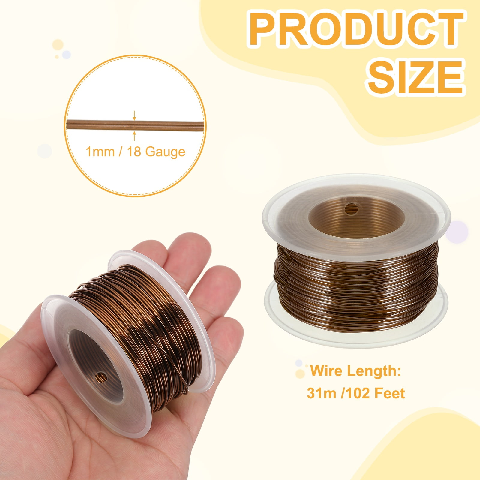 Uxcell Anodized Aluminum Wire for Jewelry Craft Making, Bendable Flexible Wire Bronze 18 Gauge