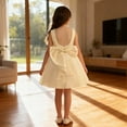 thumbnail image 3 of Lutiedan Girls Summer Dress Bow Knot Backless Elegant A Line Flared Midi Dress Sleeveless Dressy Princess Pageant Ball Gown 8-13 Years, 3 of 9