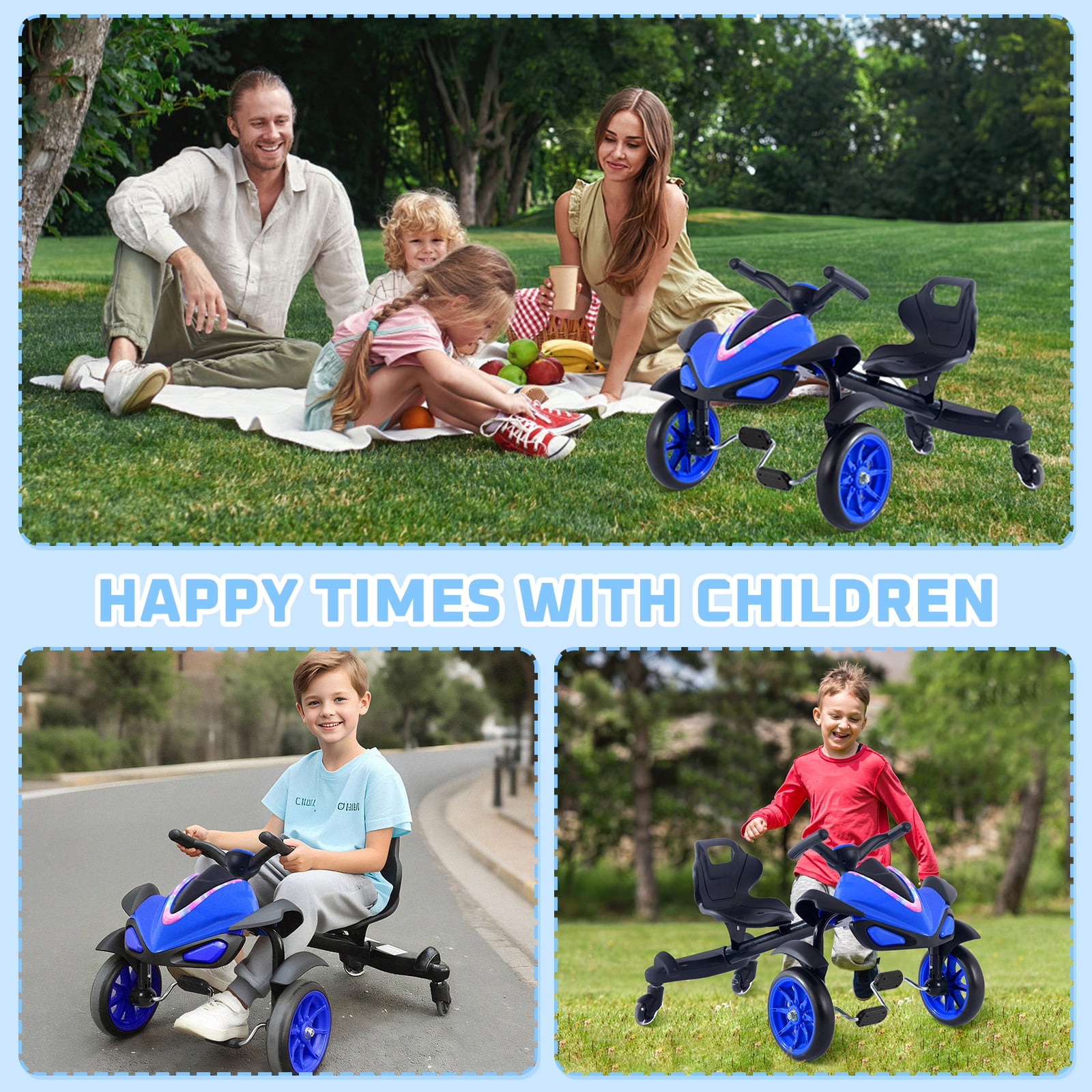 Sumsoltic 2-in-1 Kids Drift Bike - Crazy Drift Cart for Toddlers and 3-5 Years Old Kids，Blue