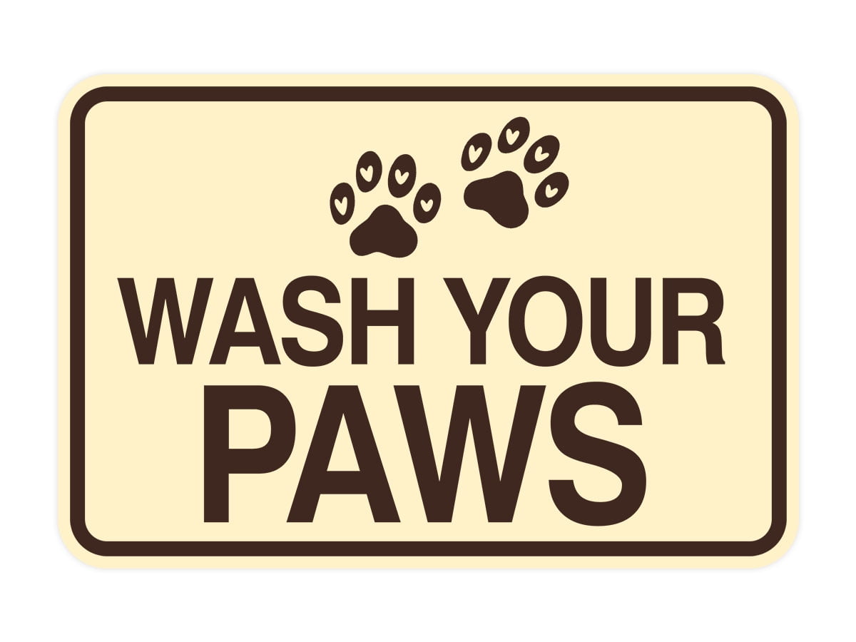 Signs ByLITA Classic Framed Wash Your Paws Sign (Ivory/Dark Brown) Large