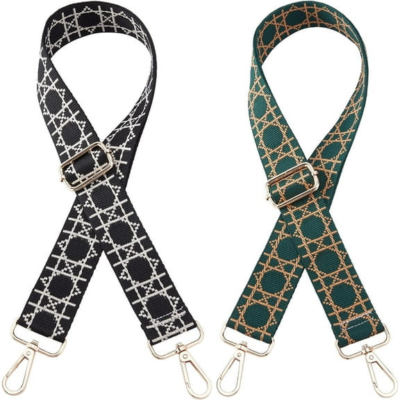 2pcs Wide Shoulder Strap 1.5” Adjustable Bag Strap Replacement Geometric Jacquard Embroidery Strap Crossbody Bag Straps