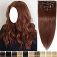 thumbnail image 2 of SEGO Clip in Human Hair Extensions Full Head 100% Real Remy Thick Hair Extensions Silky Straight(7 pcs/15 clips), 2 of 8