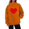 thumbnail image 5 of GuzomFashion Valentine's Day Womens Oversized Mock Neck Graphic Sweatshirt, Orange with Red Heart, Pullover w/Kangaroo Pocket, Soft Polyester S-XL,Size S, 5 of 5
