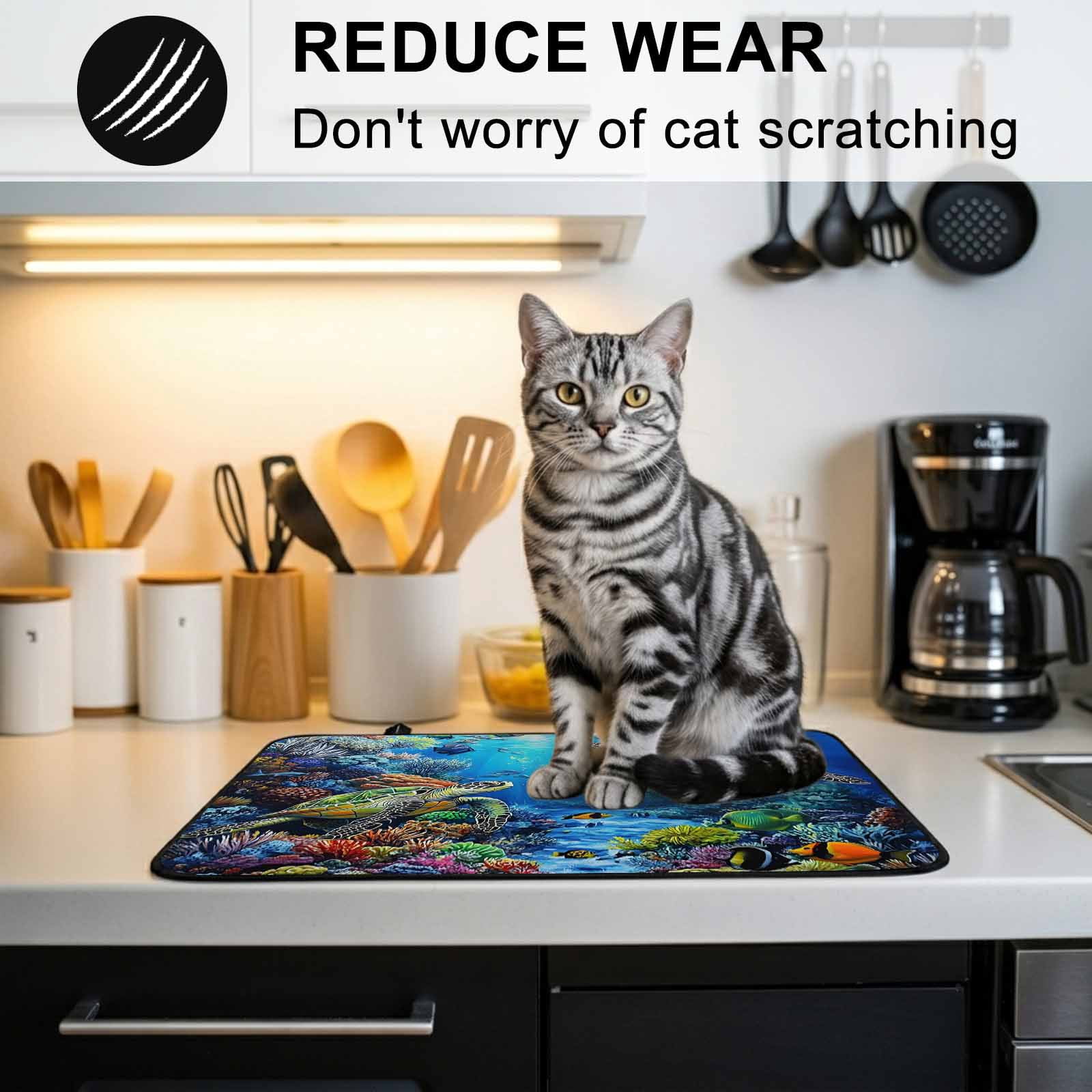 Blue Sea Turtle Ocean Stove Top Cover for Electric Stove, Heat-proof & Non Slip Glass Top Stove Cover Protector, Colorful Coral Sea Underwater Kitchen Flat Cooktop Rubber Mat 24x21 Inches